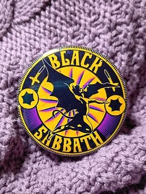 Black Sabbath Ozzy Osbourne 70s Metal Button Pin 1.77" Devil Worship Vintage 80s